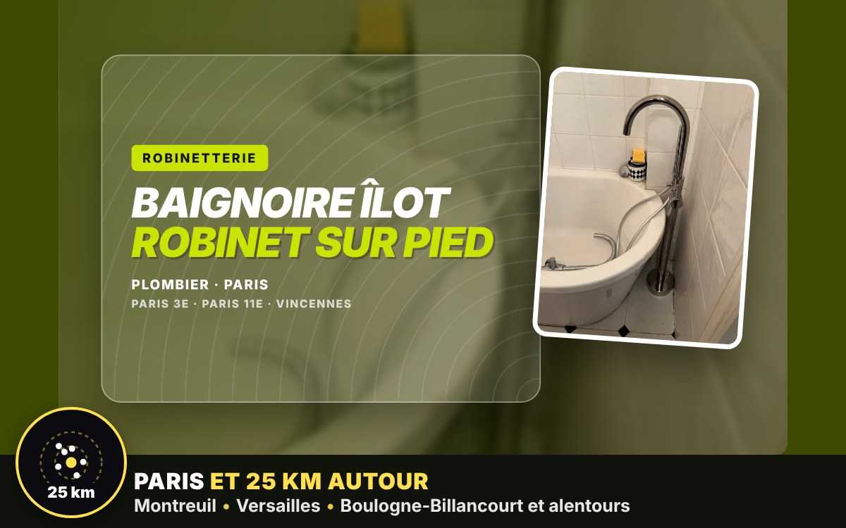 Je vais poser un mitigeur sur pied pour votre baignoire îlot à Versailles