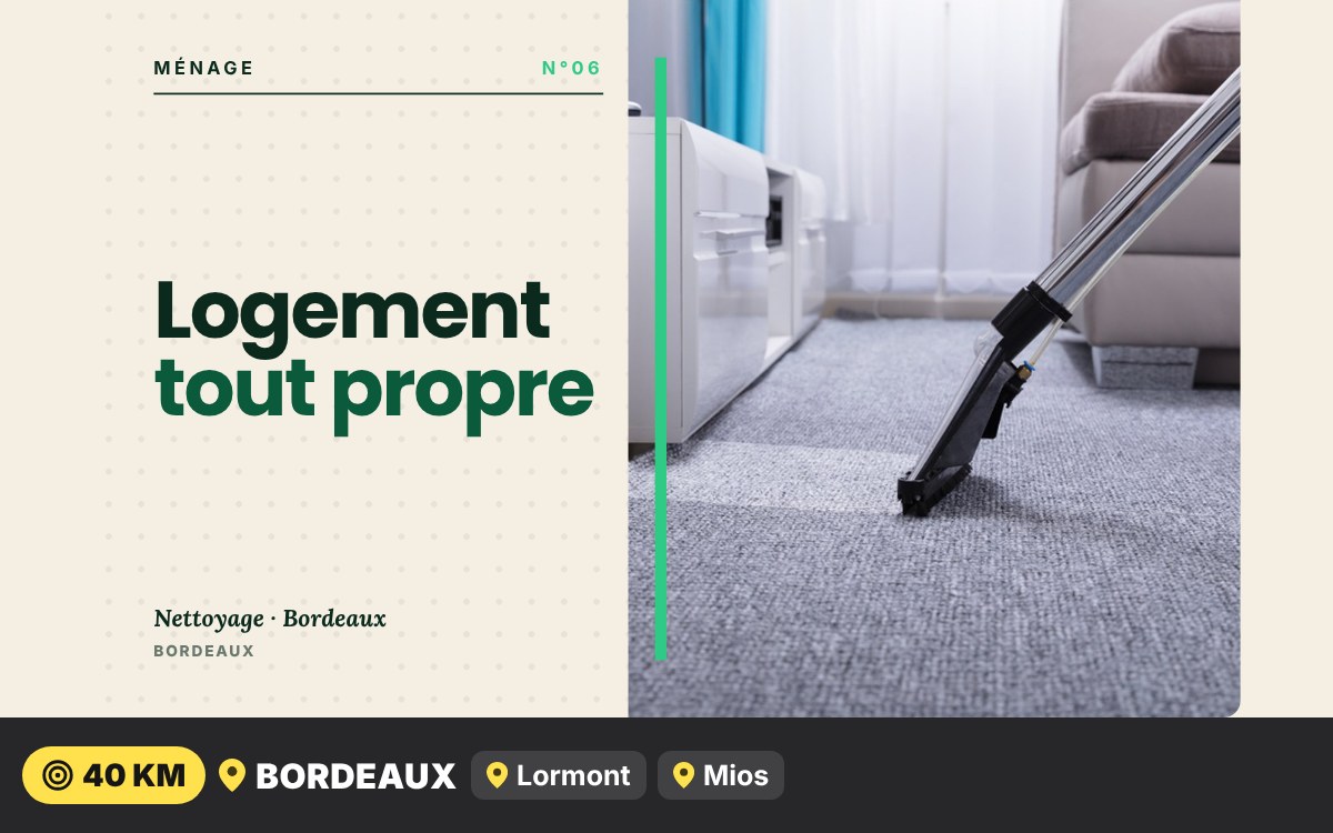 Je vais nettoyer votre maison ou appartement à Bègles