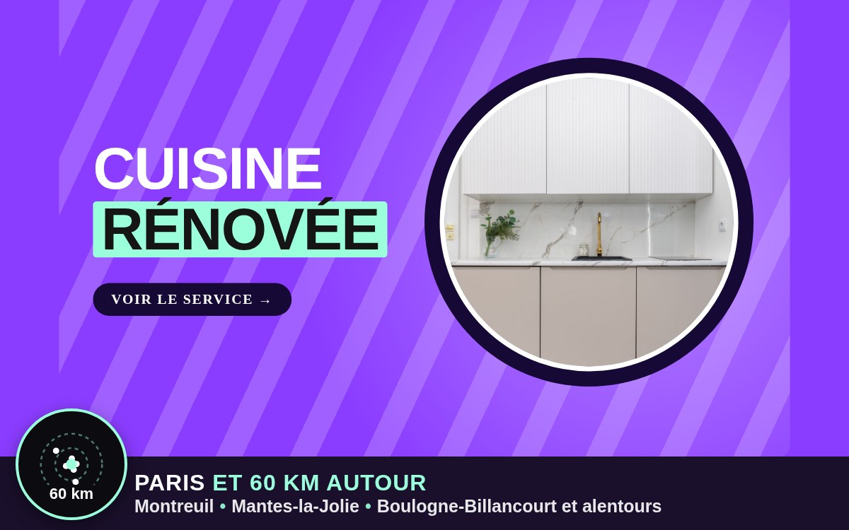 Je vais rénover votre cuisine : plomberie, électricité et finitions à Meaux